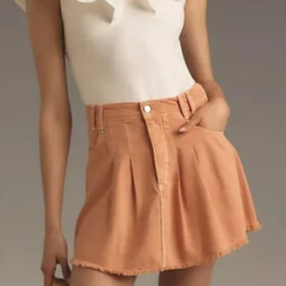 Anthropologie Orange Denim mini Skirt - Picture 2 of 4